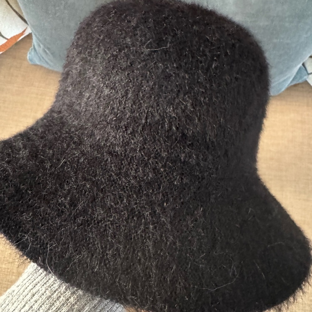 NWT Faux Fur Black Bucket Hat (Adjustable)